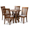 Baxton Studio Marian Modern and Contemporary Grey Fabric and Walnut Brown Finished Wood 5-Piece Dining Set 174-9879-10899-Zoro